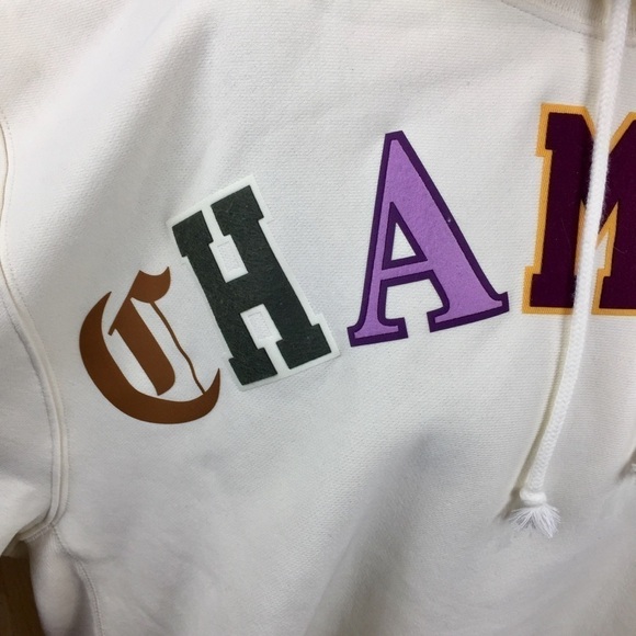 Champion Reverse Weave Old English Logo Cropped Hoodie Sweatshirt Size 2XL - Picture 7 of 10